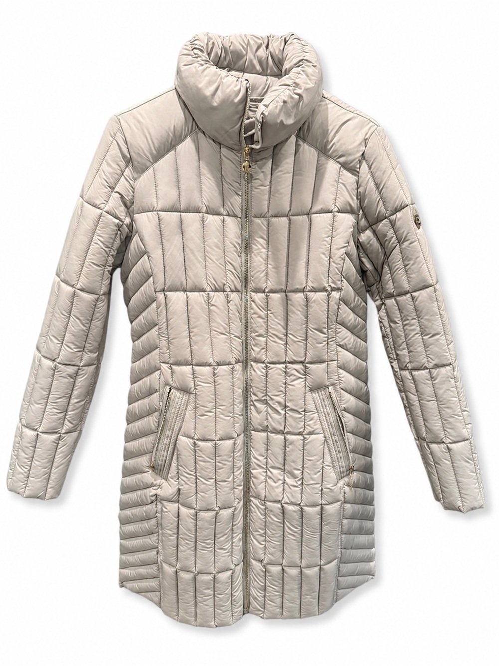 Bernardo Packable Quilted Puffer Coat Women’s Size M Silver Gray